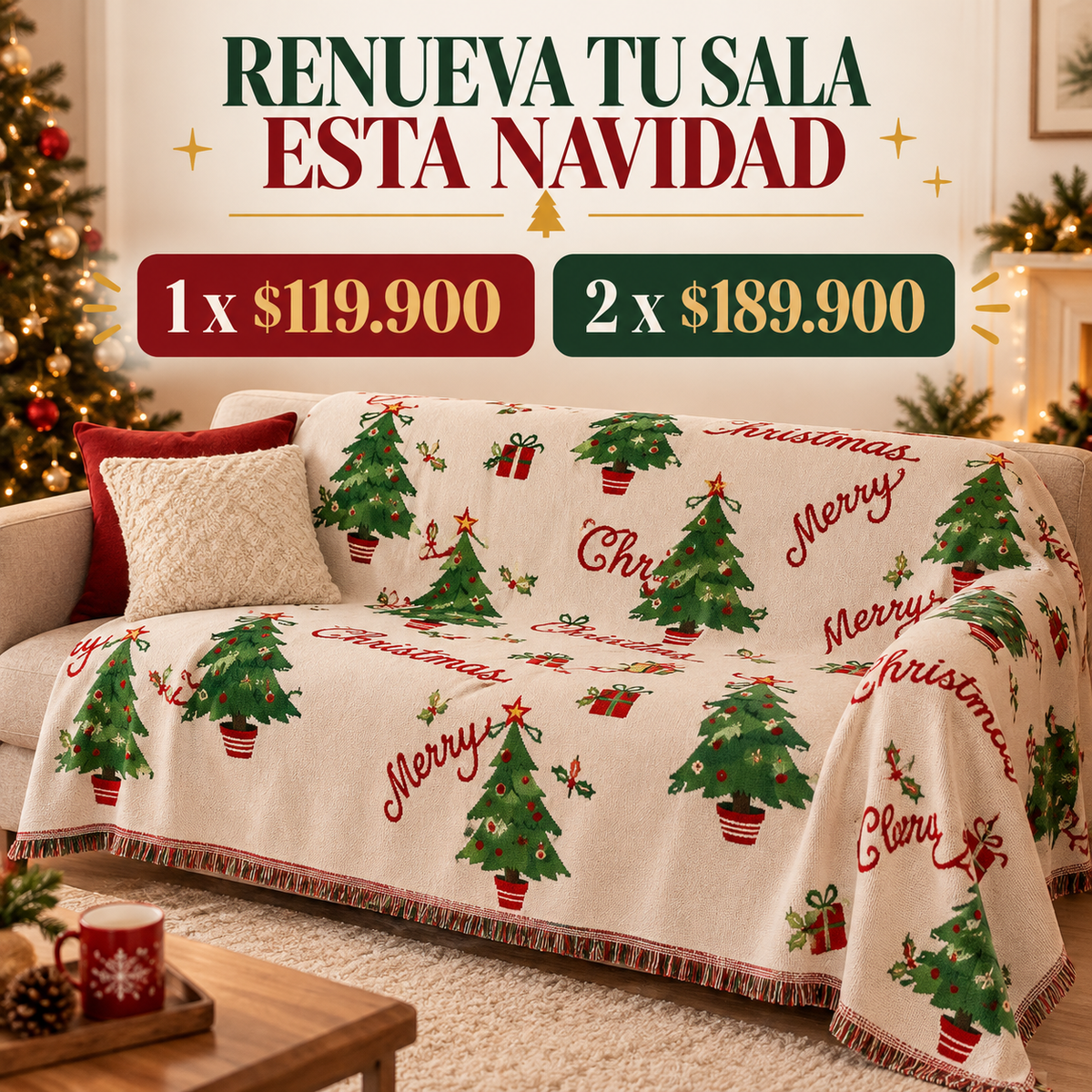 Manta navideña para sofá